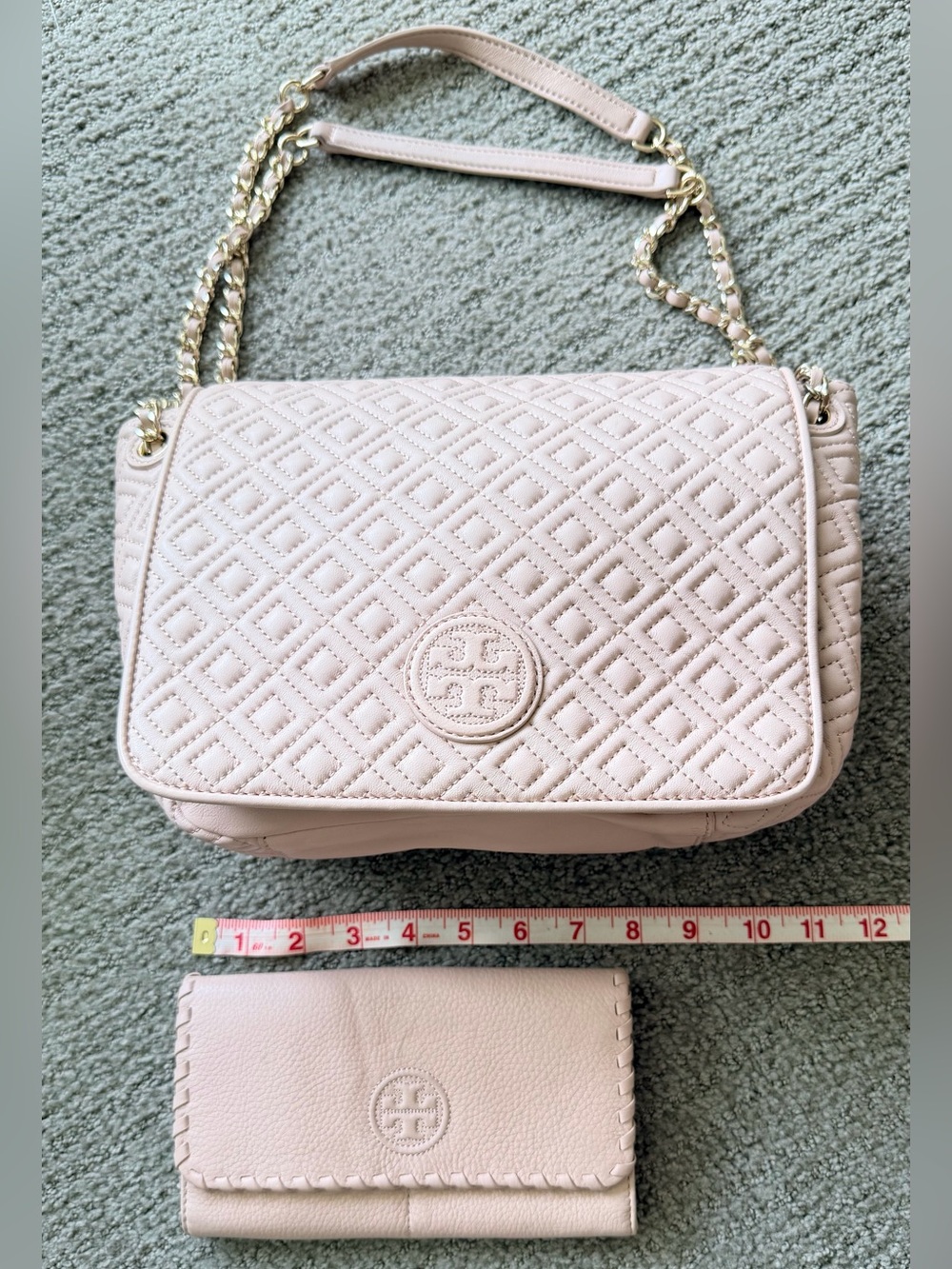 Tory Burch Quilted Leather Shoulder Bag in Pale Blush with Gold Hardware